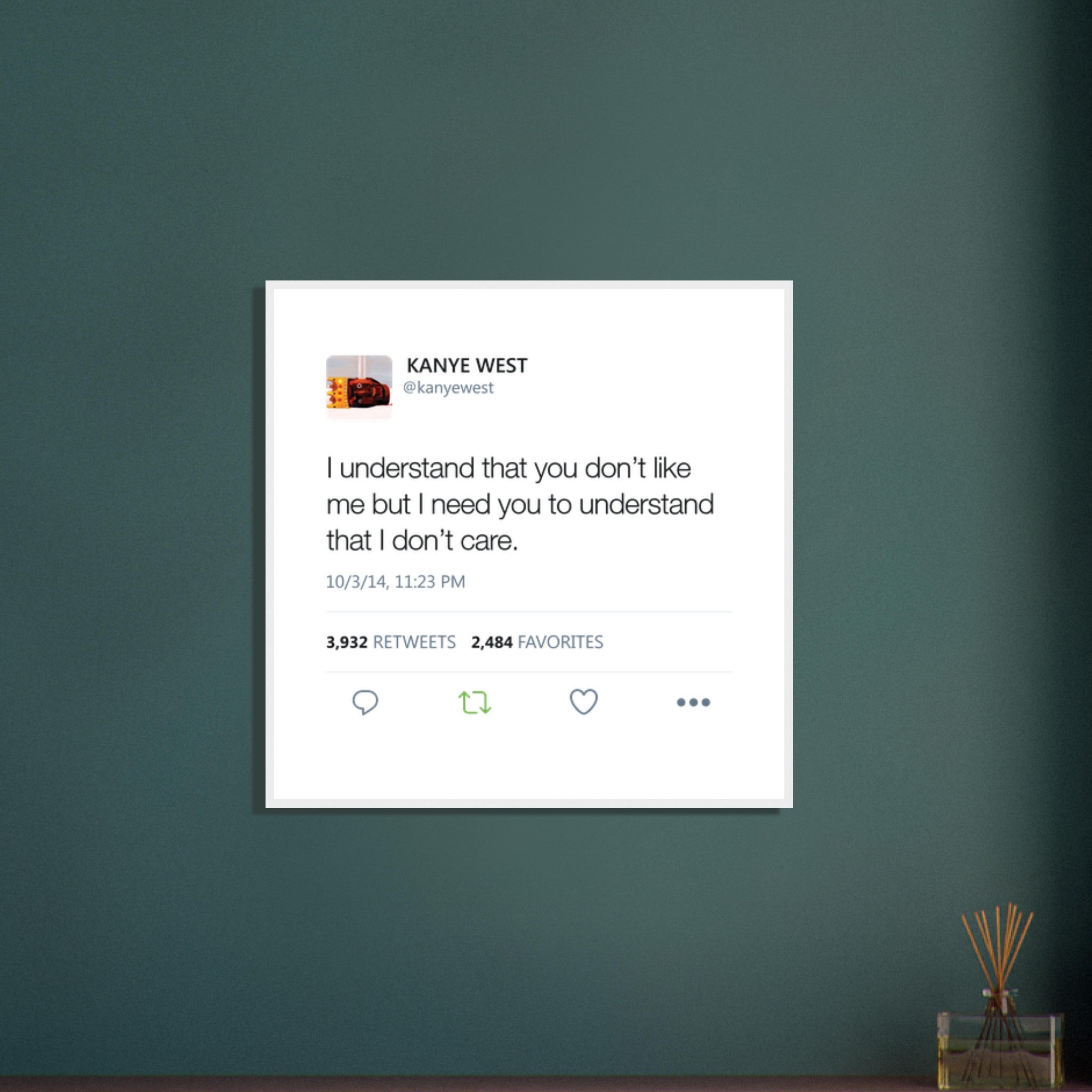 Kanye West Tweet Framed Poster-30x30 cm / 12x12″-White frame-Bootlg