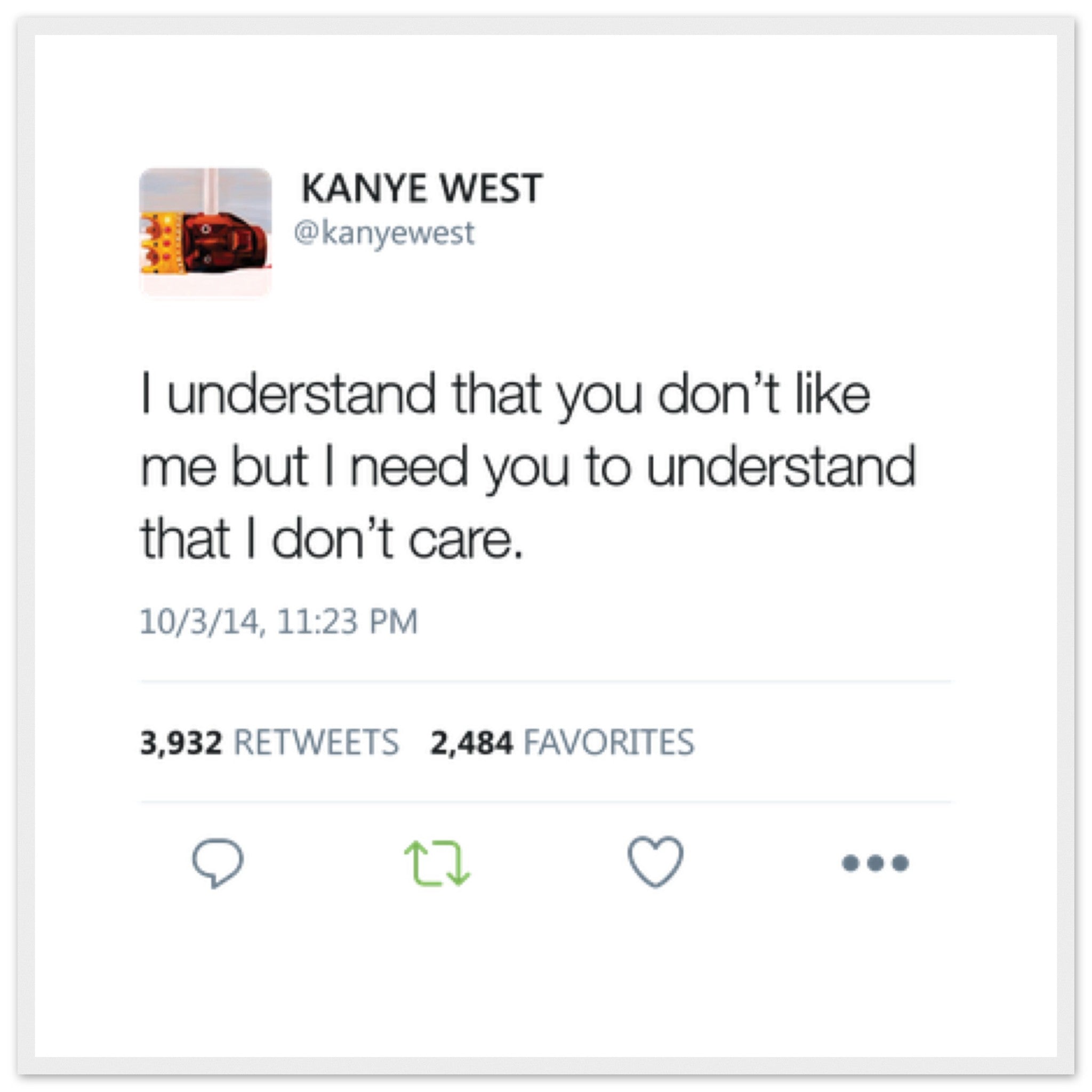 Kanye West Tweet Framed Poster-70x70 cm / 28x28″-White frame-Bootlg