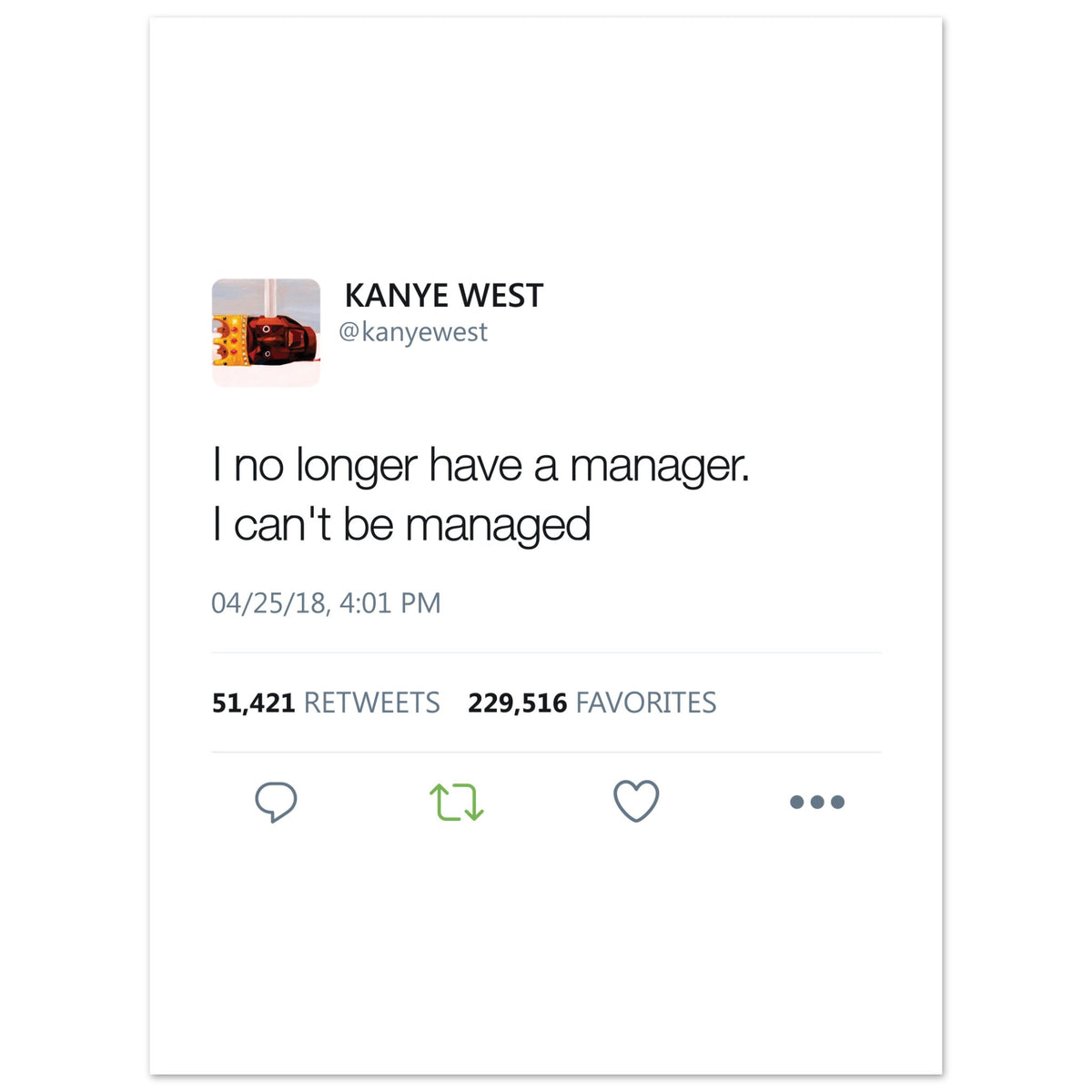 Can't Be Managed Tweet Poster-45x60 cm / 18x24″-Bootlg