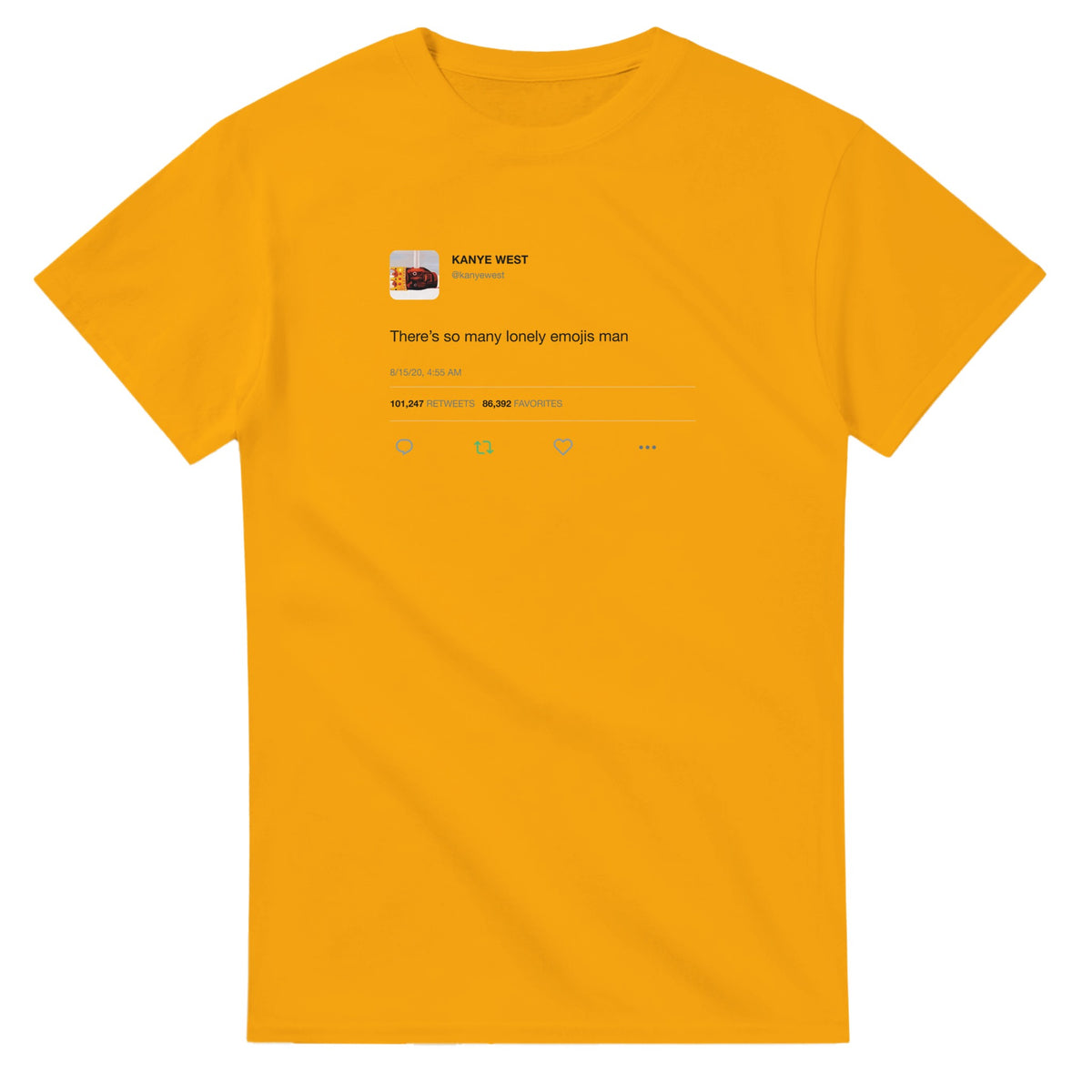 Lonely Emojis Kanye West Tee-Gold-S-Bootlg
