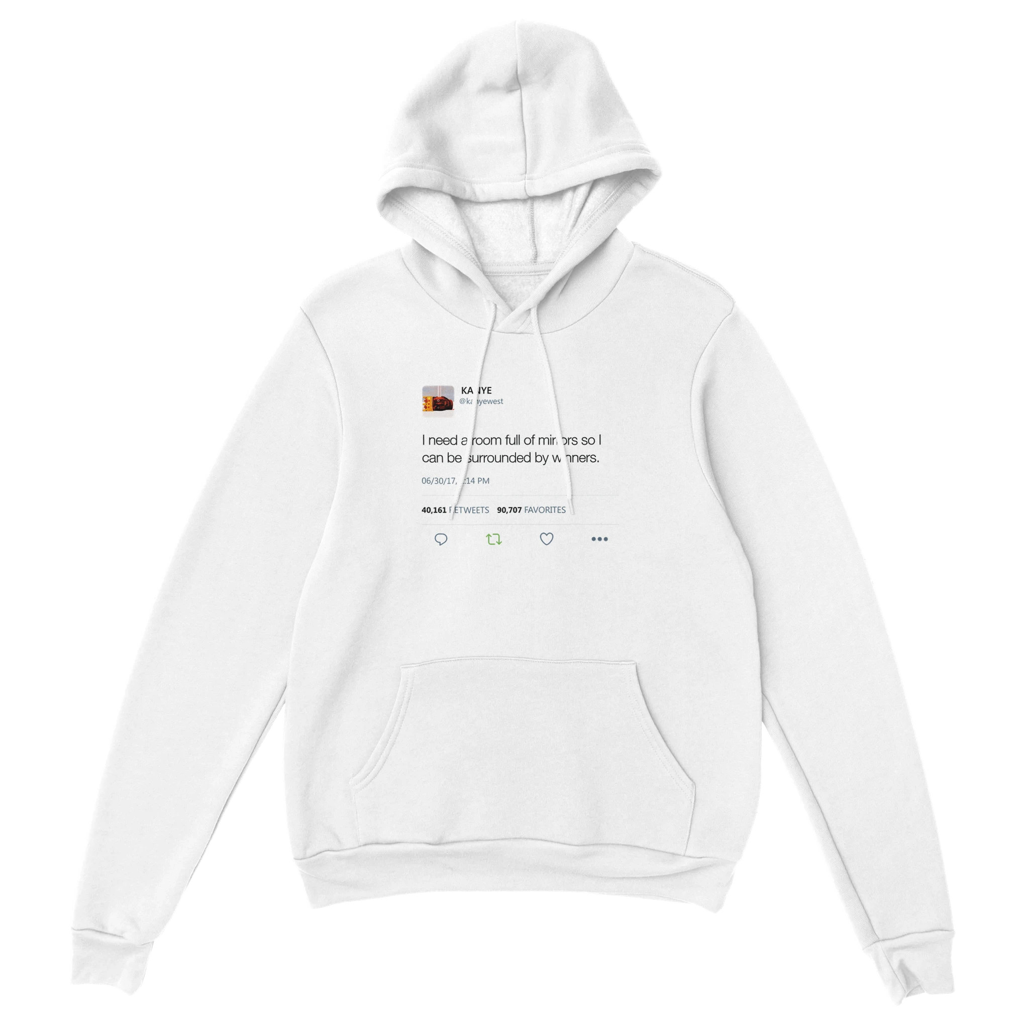 Room Full of Mirrors Kanye West Tweet Hoodie-White-S-Bootlg