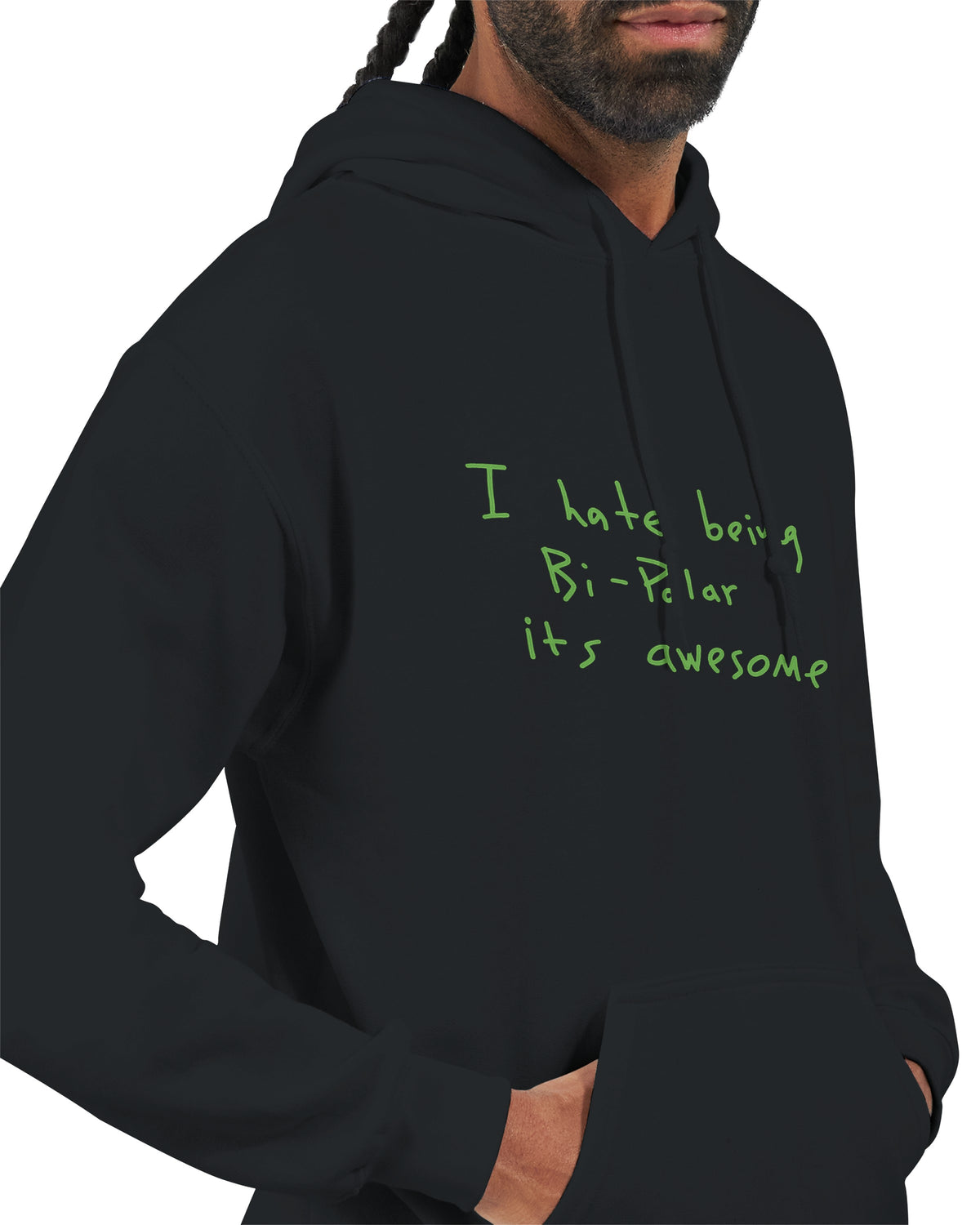 I Hate Being Bi-Polar Hoodie-White-S-Bootlg