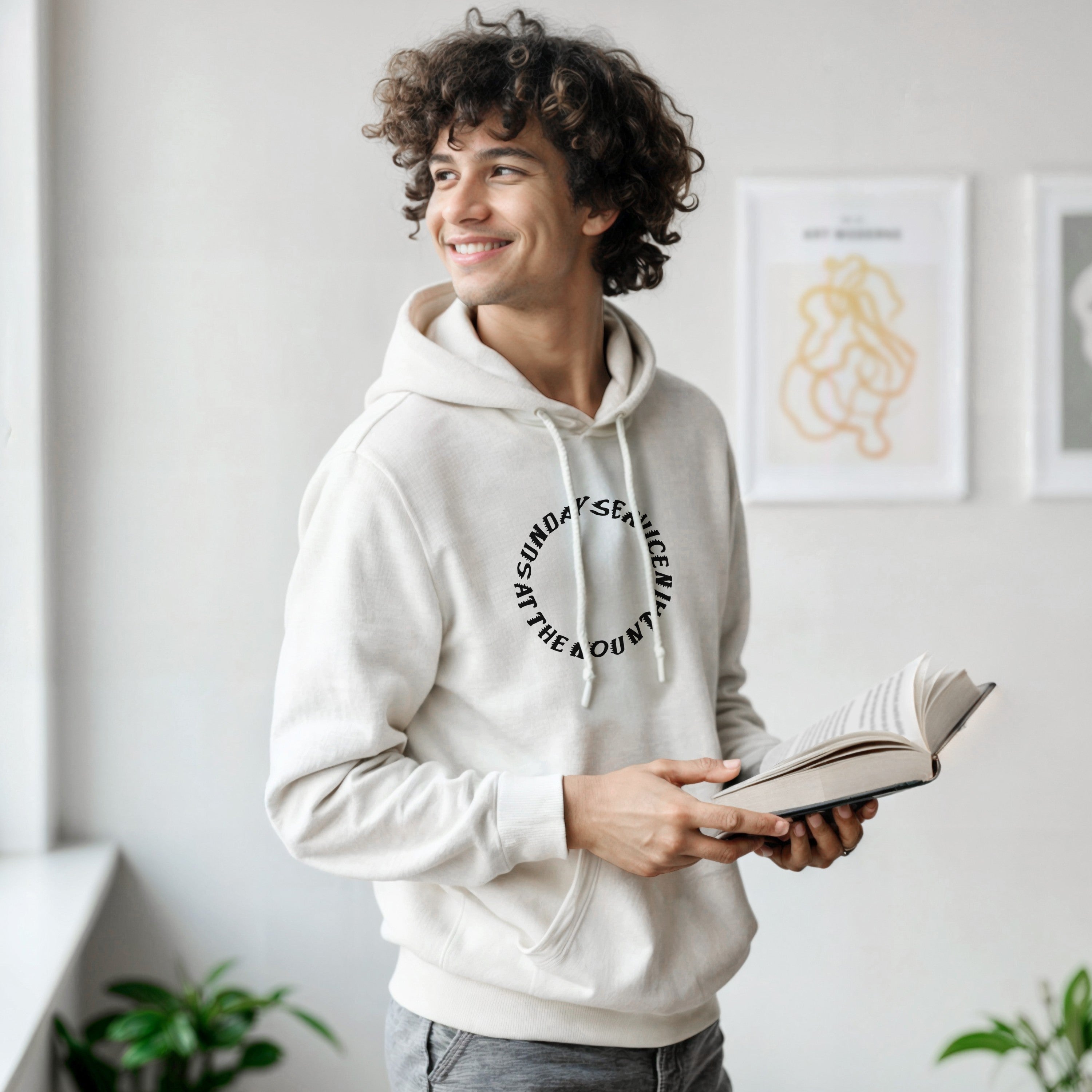 Sunday Service at the Mountain Hoodie-White-S-Bootlg