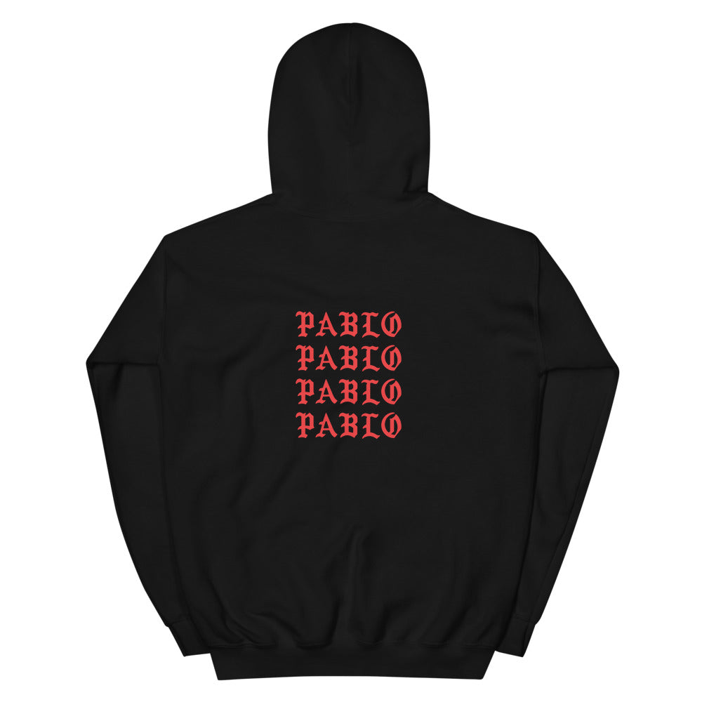 Paris I Feel Like Pablo hoodie back view in Black, corrected placement