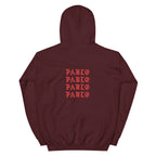 Paris I Feel Like Pablo hoodie back view in Cardinal Red, corrected placement