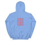 Paris I Feel Like Pablo hoodie back view in Carolina Blue, corrected placement