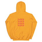 Paris I Feel Like Pablo hoodie back view in Gold, corrected placement