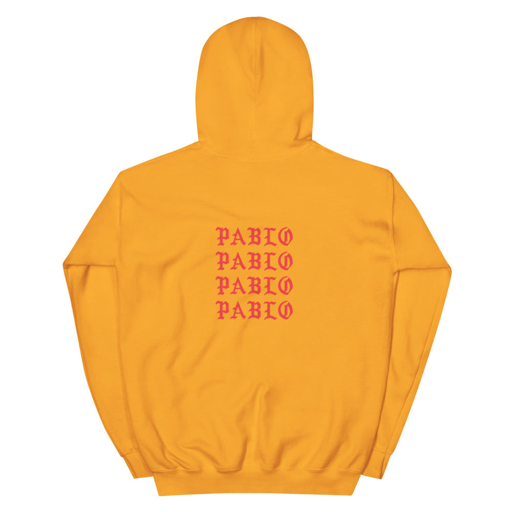 Paris I Feel Like Pablo hoodie back view in Gold, corrected placement