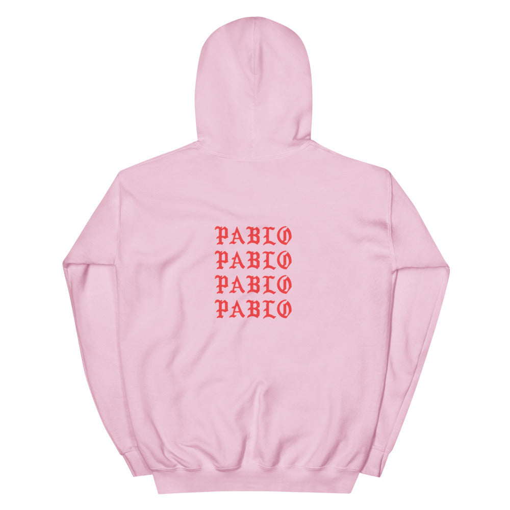 Paris I Feel Like Pablo hoodie back view in Light Pink, corrected placement