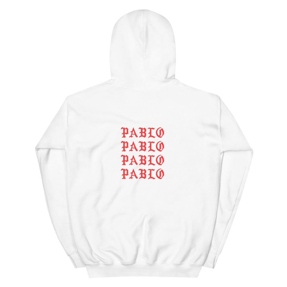 Paris I Feel Like Pablo hoodie back view in White, corrected placement