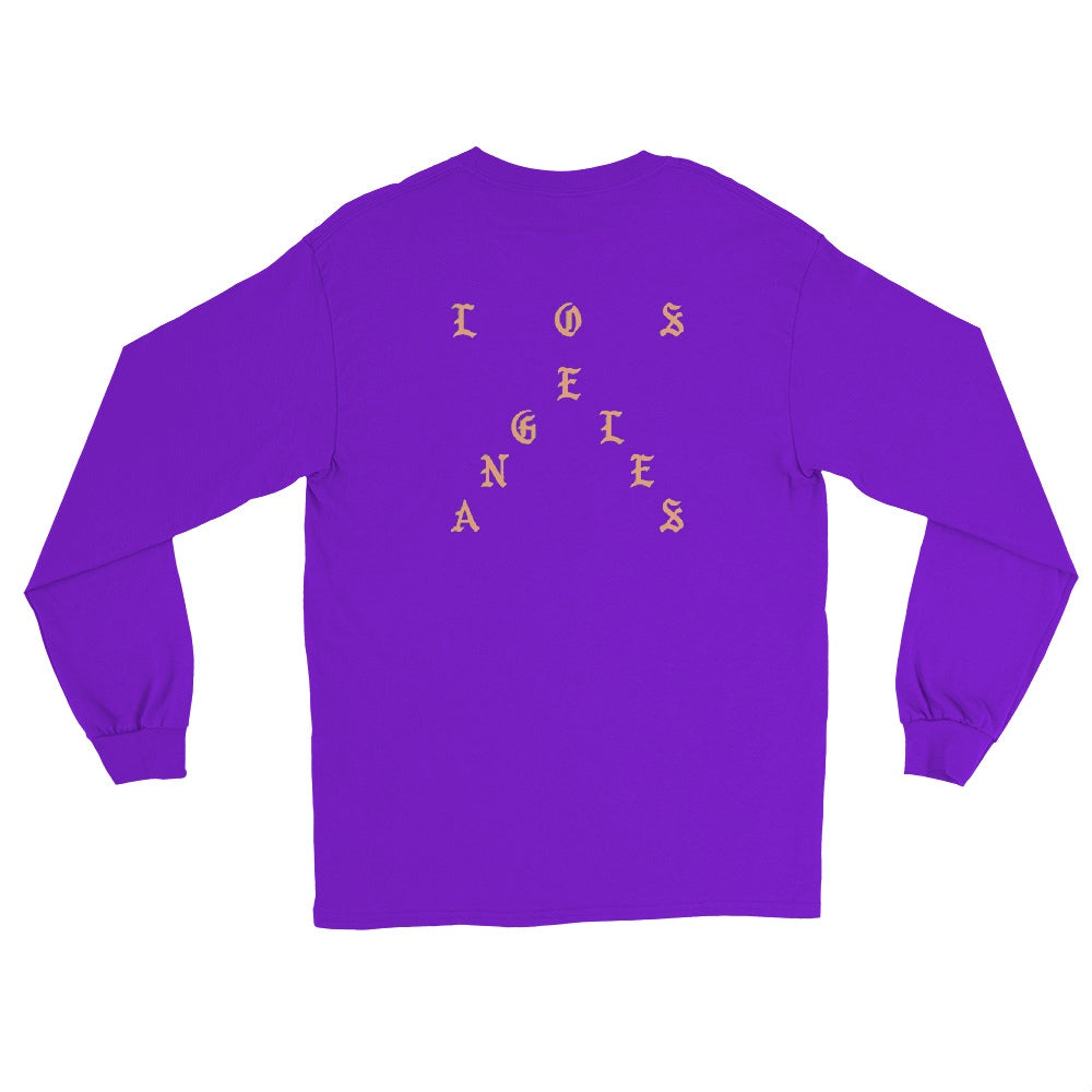 Pablo Los Angeles long sleeve back view in Purple, corrected placement