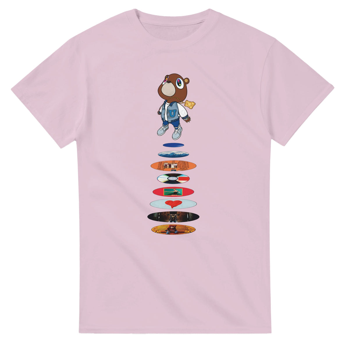 Graduation Bear Discography Tee-Light Pink-S-Bootlg