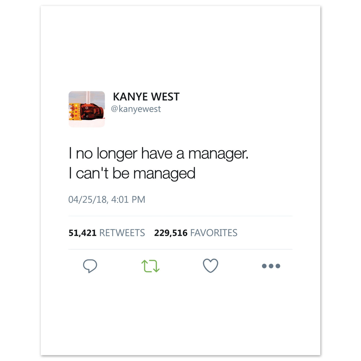 Can't Be Managed Tweet Poster-40x50 cm / 16x20″-Bootlg