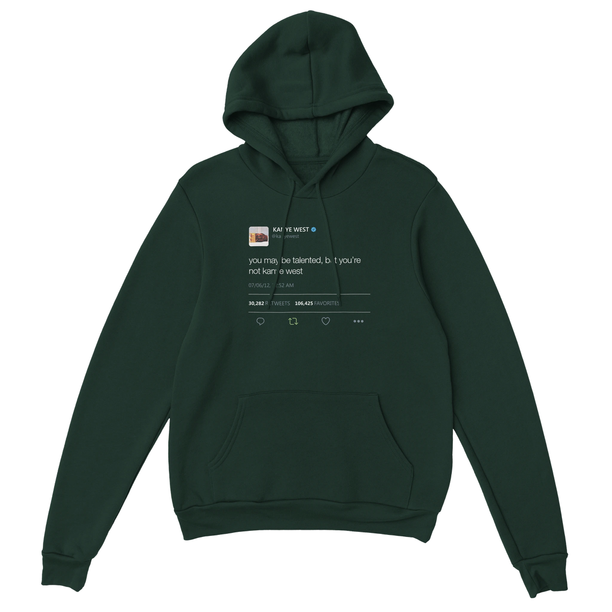 You May Be Talented Kanye West Tweet Hoodie-Forest Green-S-Bootlg