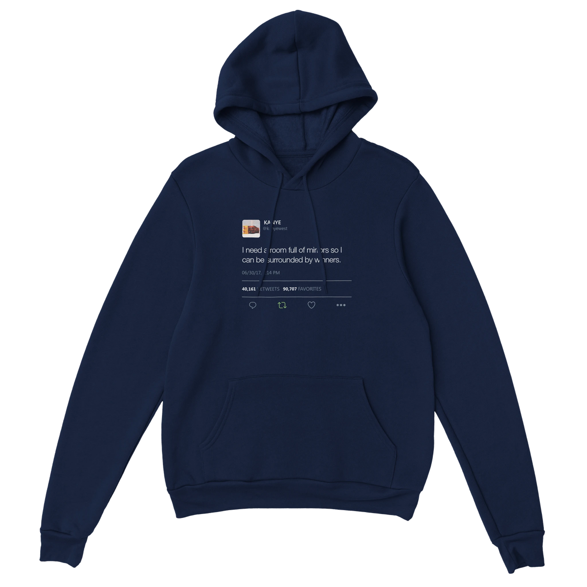 Room Full of Mirrors Kanye West Tweet Hoodie-Navy-S-Bootlg