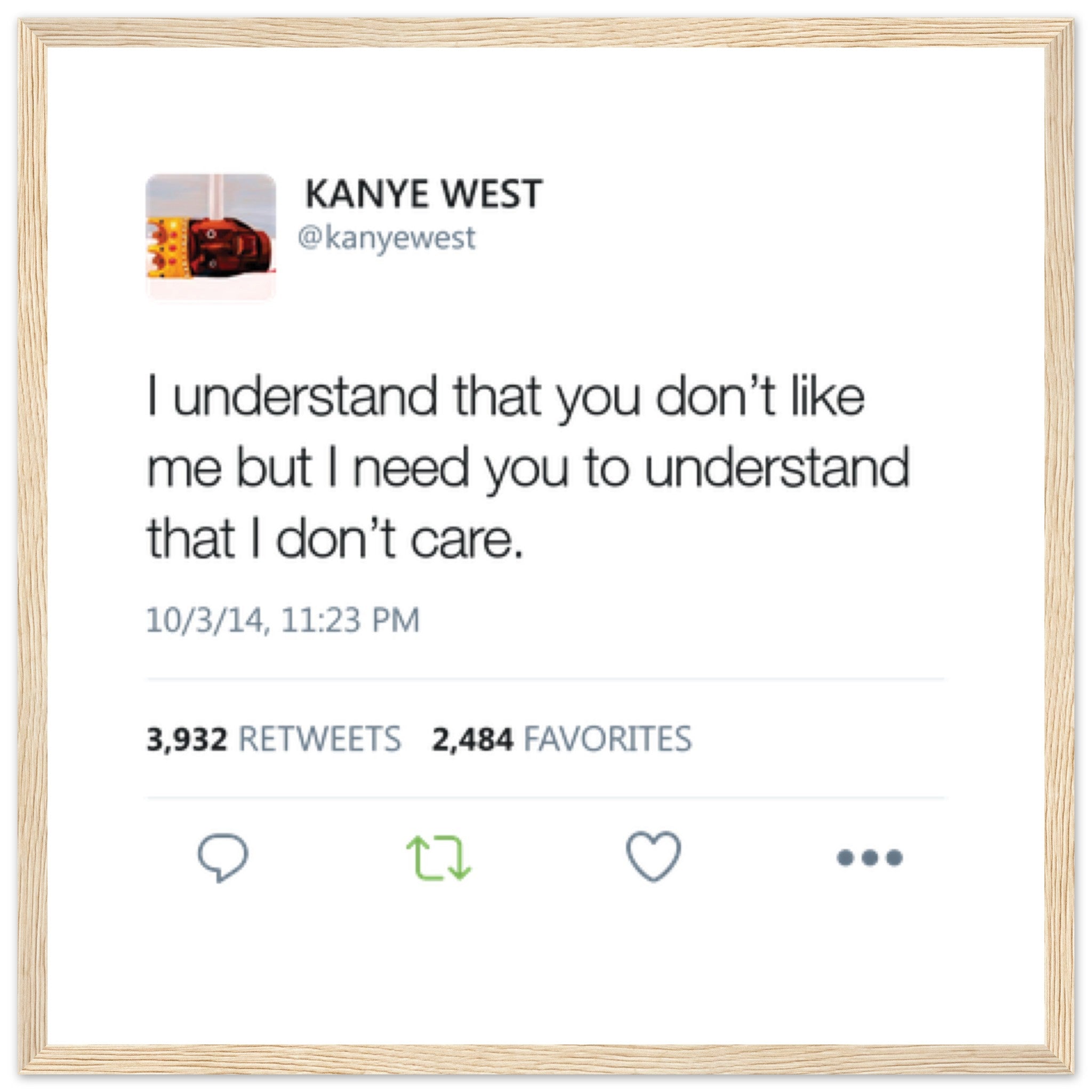Kanye West Tweet Framed Poster-40x40 cm / 16x16″-Wood frame-Bootlg