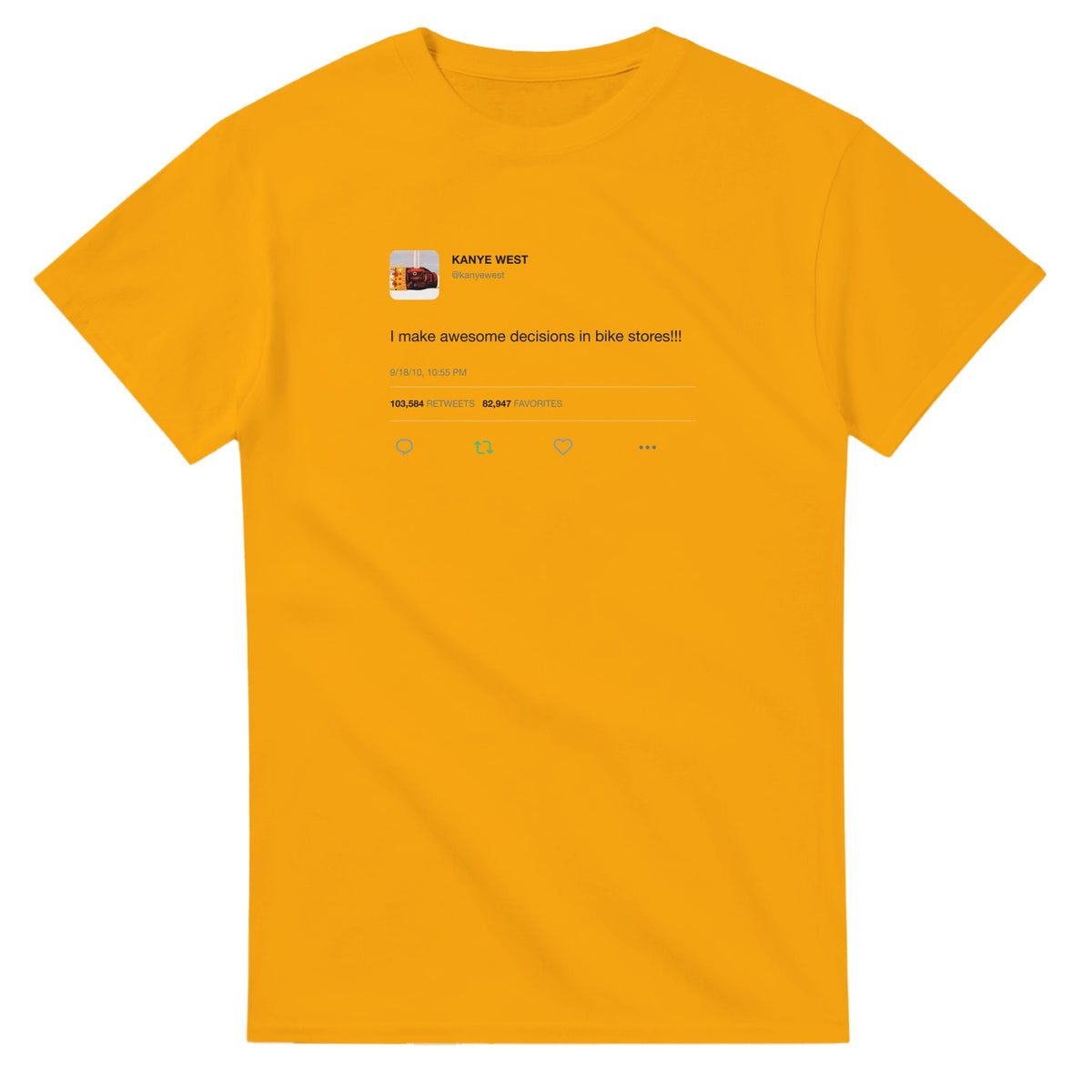 Bike Stores Kanye West Tee-Gold-S-Bootlg