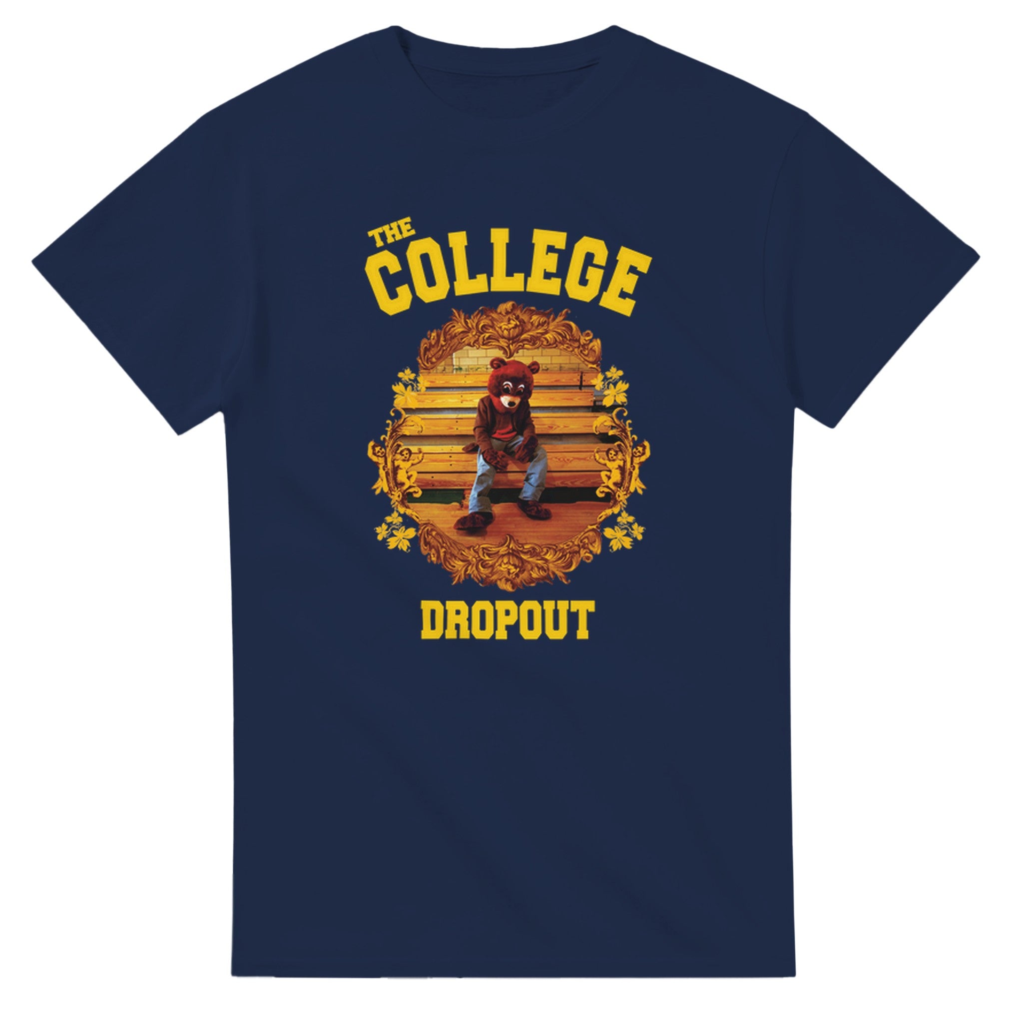 The College Dropout Bear Unisex Tee - Old Kanye West inspired Tshirt-Navy-S-Bootlg