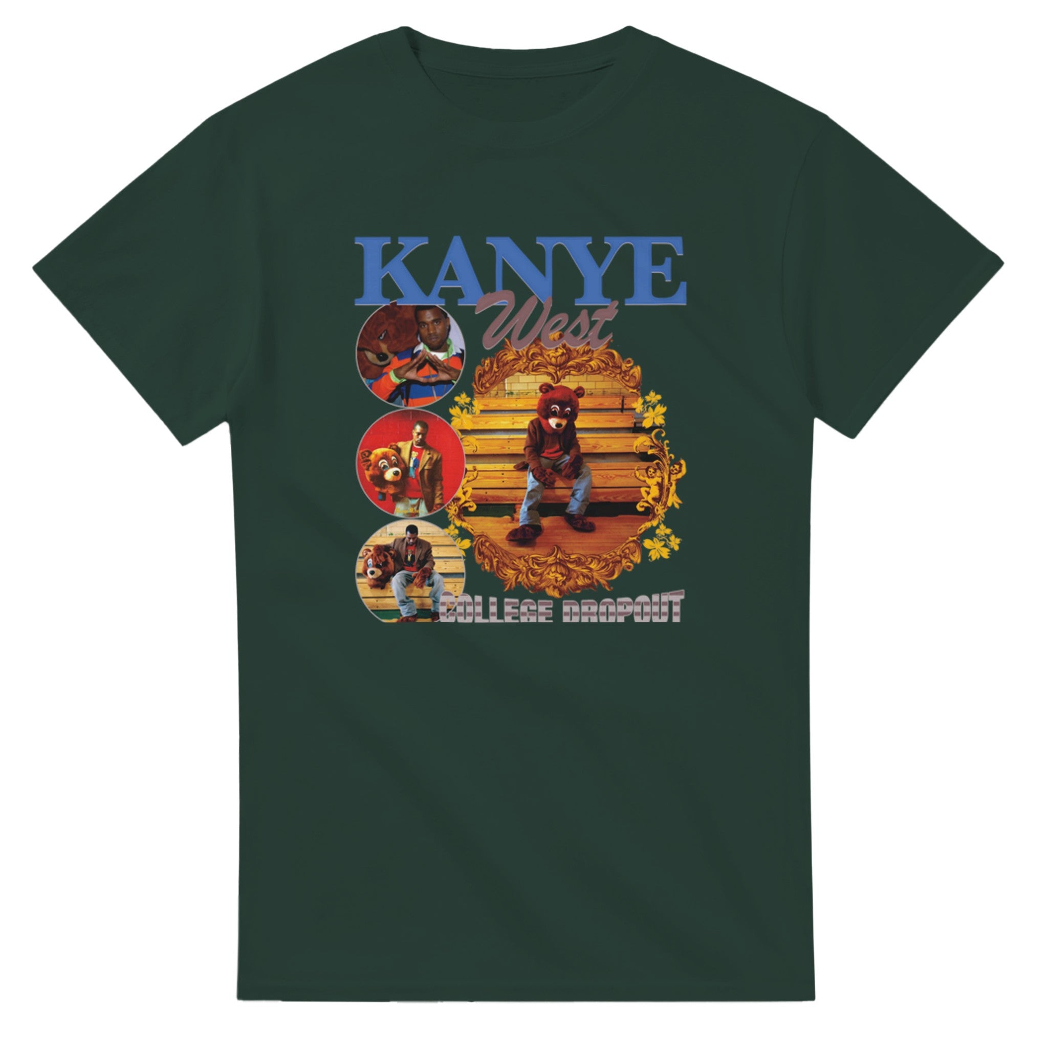 Vintage Kanye West College Dropout T-Shirt-Forest Green-S-Bootlg