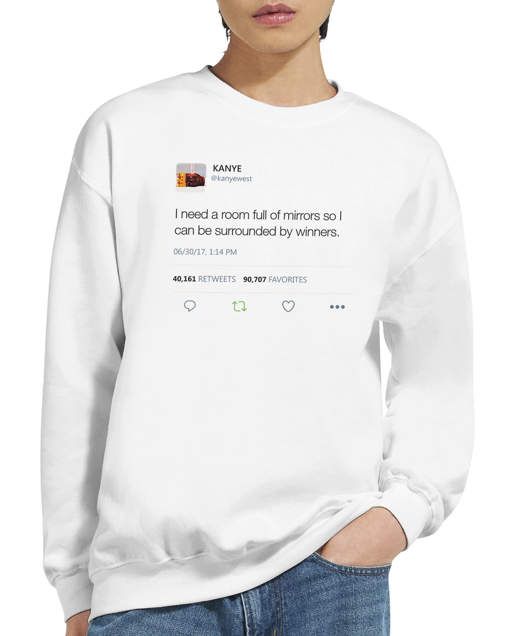 Room Full of Mirrors Kanye West Tweet Crewneck-White-S-Bootlg