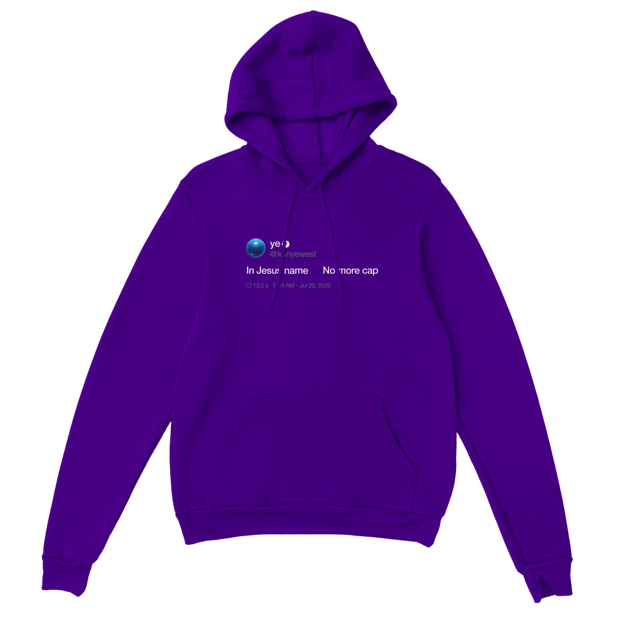 In Jesus name. No more cap. - Kanye West Tweet Hoodie-Purple-S-Bootlg