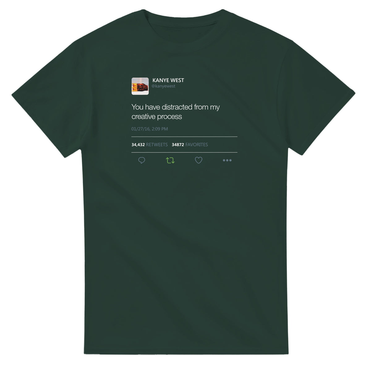 Creative Process Kanye West Tweet Tee-Forest Green-S-Bootlg