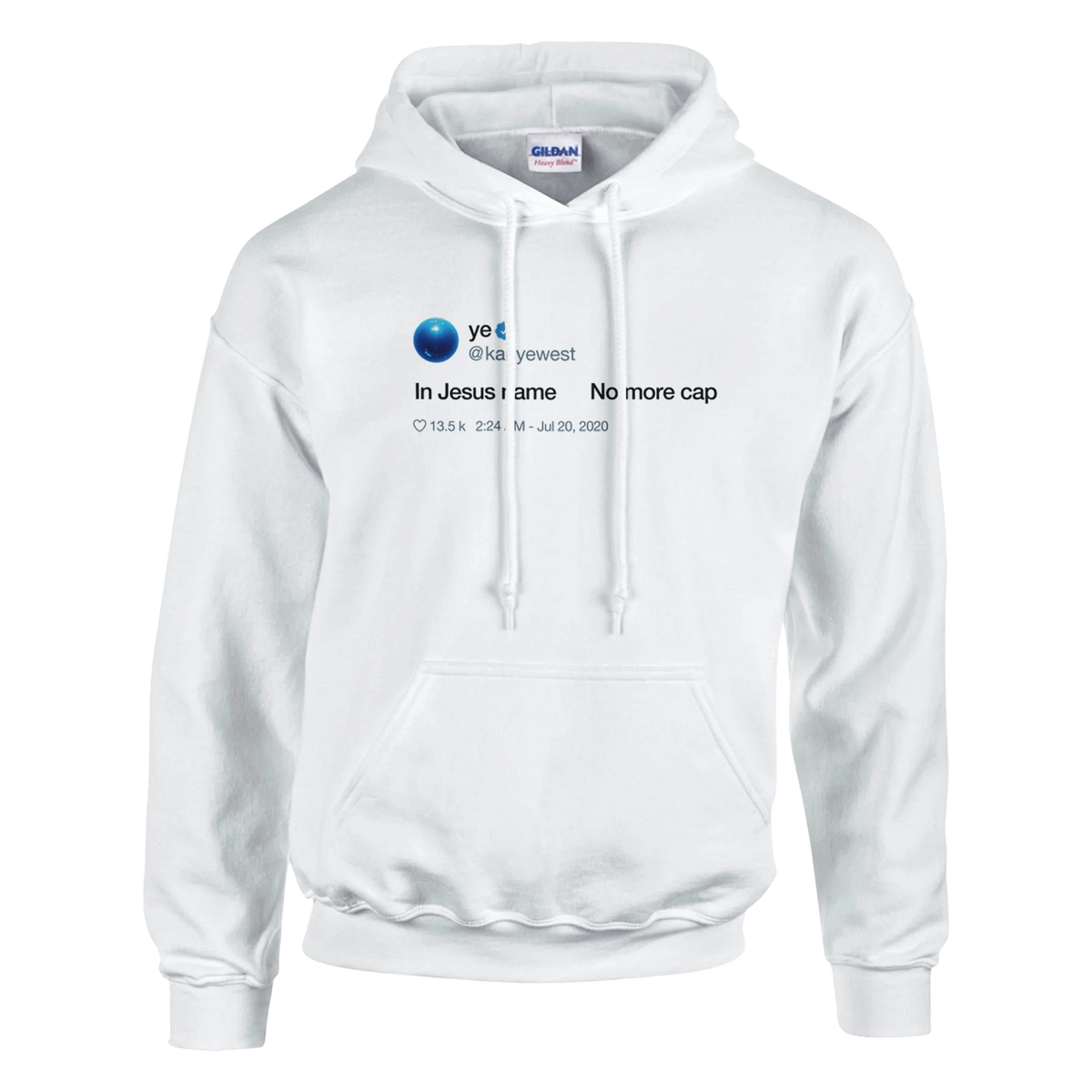 In Jesus name. No more cap. - Kanye West Tweet Hoodie-White-S-Bootlg