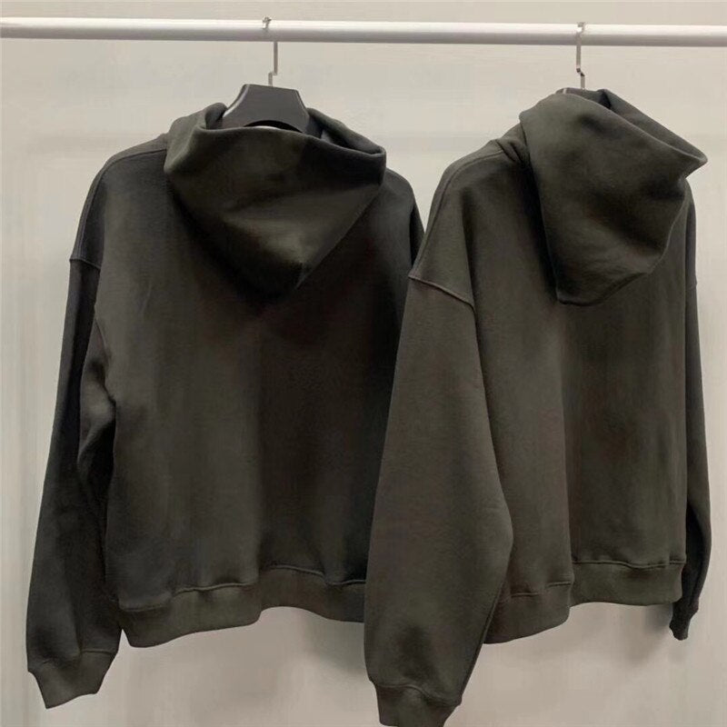 Charcoal oversized hoodie, plain back view