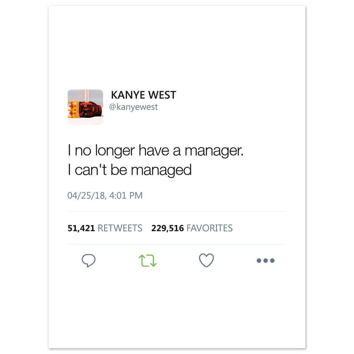 Can't Be Managed Tweet Poster-30x40 cm / 12x16″-Bootlg