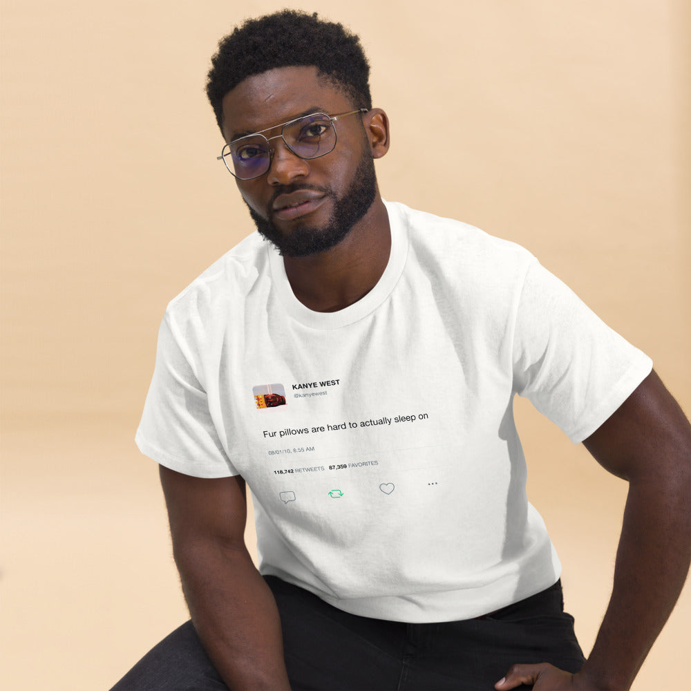 Kanye West Fur Pillows Tweet T-Shirt - Funny Ye Quote Tee-White-S-Bootlg
