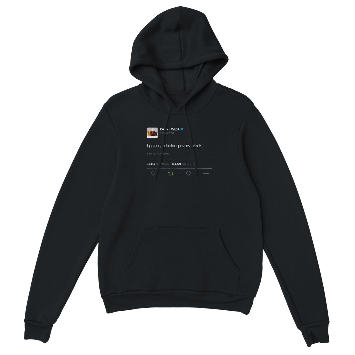 I Give Up Drinking Kanye West Tweet Hoodie-Black-S-Bootlg