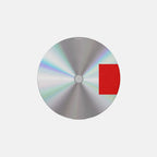 Yeezus coaster with silver-tone CD artwork and red rectangle, printed effect on fabric.