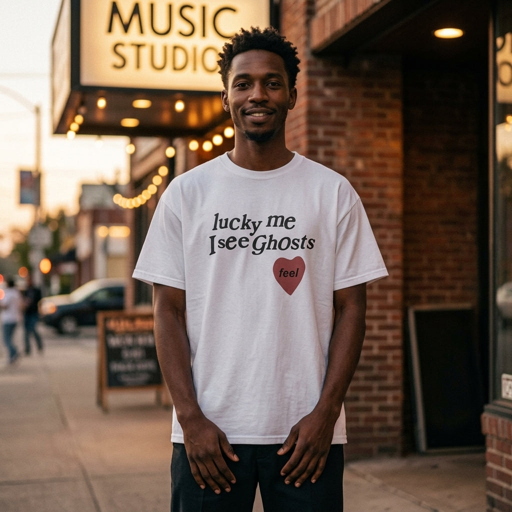 Lucky Me I See Ghosts T-Shirt-White-S-Bootlg