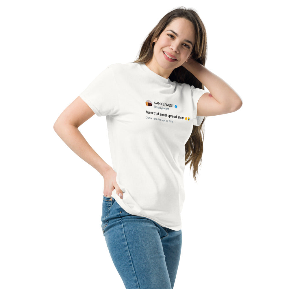 Burn That Excel Spreadsheet Tee-White-S-Bootlg