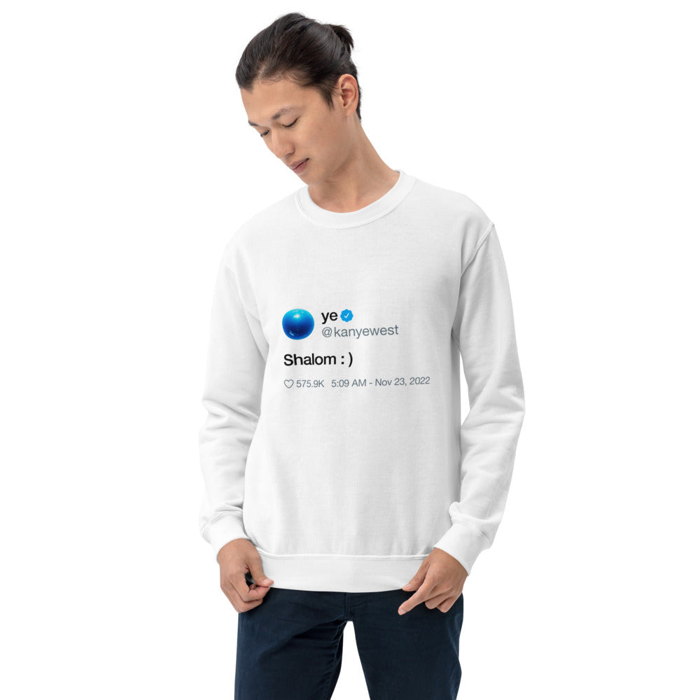 Shalom Kanye West Tweet Inspired Crewneck Sweatshirt-S-White-Bootlg