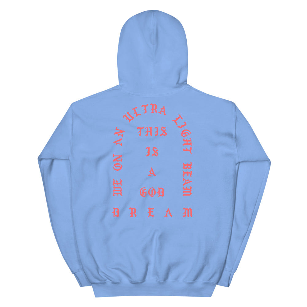 I Feel Like Pablo Paris hoodie back view in Carolina Blue