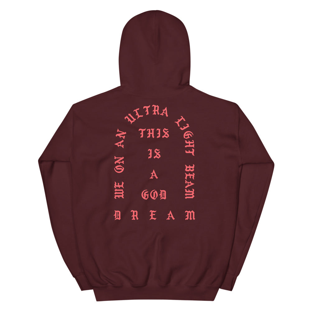 I Feel Like Pablo Paris hoodie back view in Cardinal Red