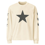 Ye Live at SoFi long sleeve in Ecru, front view with charcoal chest star and sleeve stars