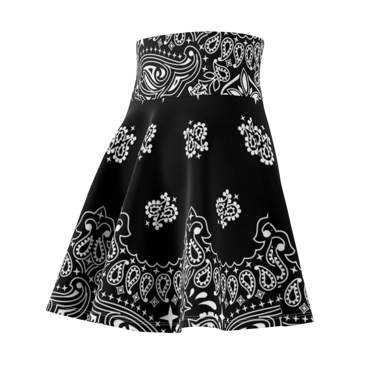 Bandana Skater Skirt Black & White-XS-4 oz.-Bootlg