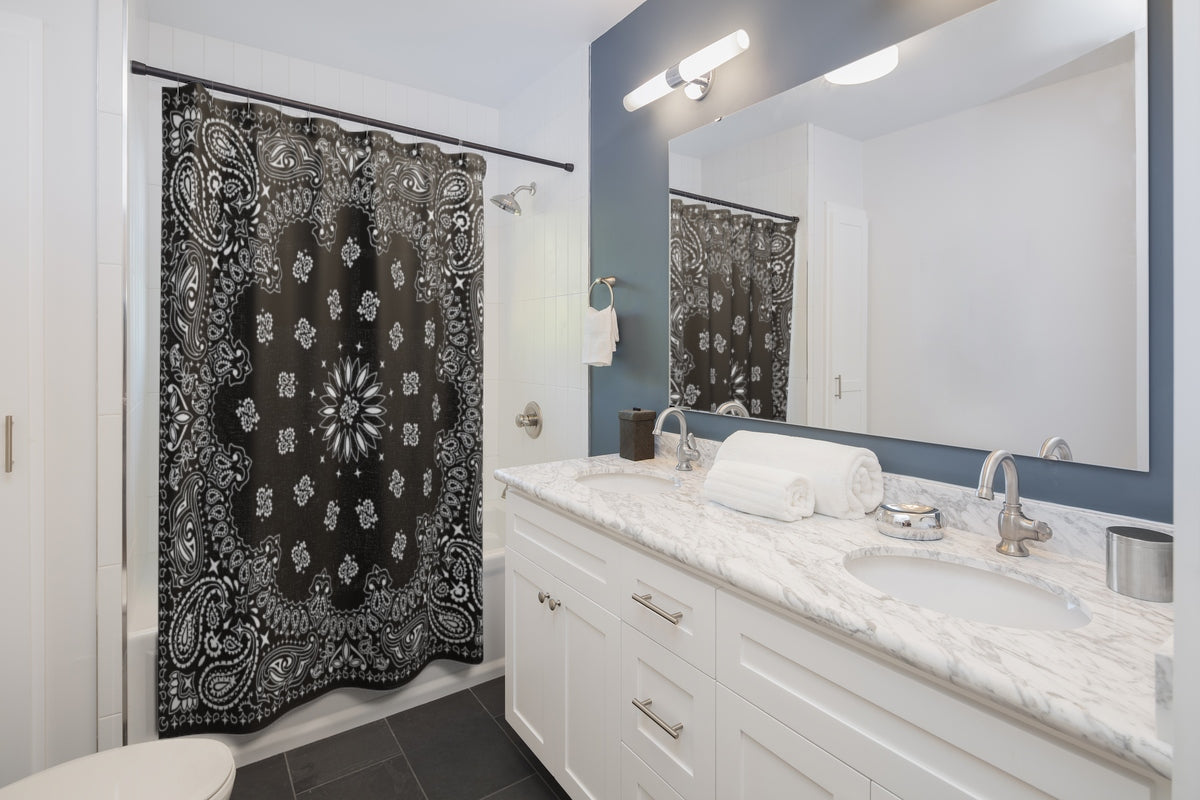Black Bandana Shower Curtains-Bootlg