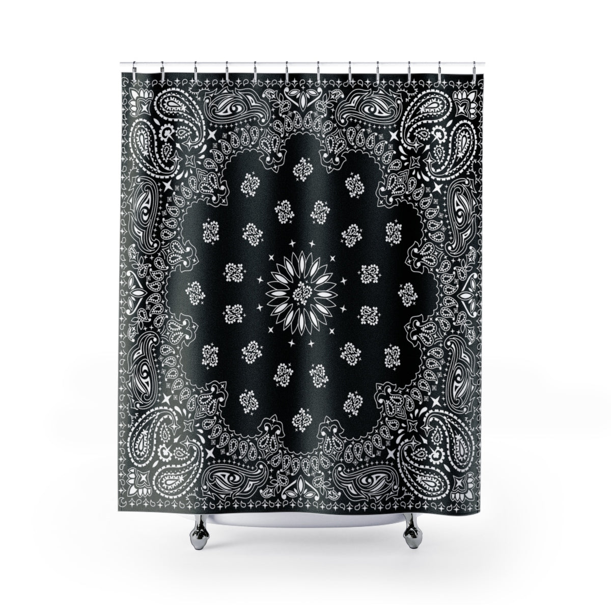 Black Bandana Shower Curtains-71" x 74"-Bootlg