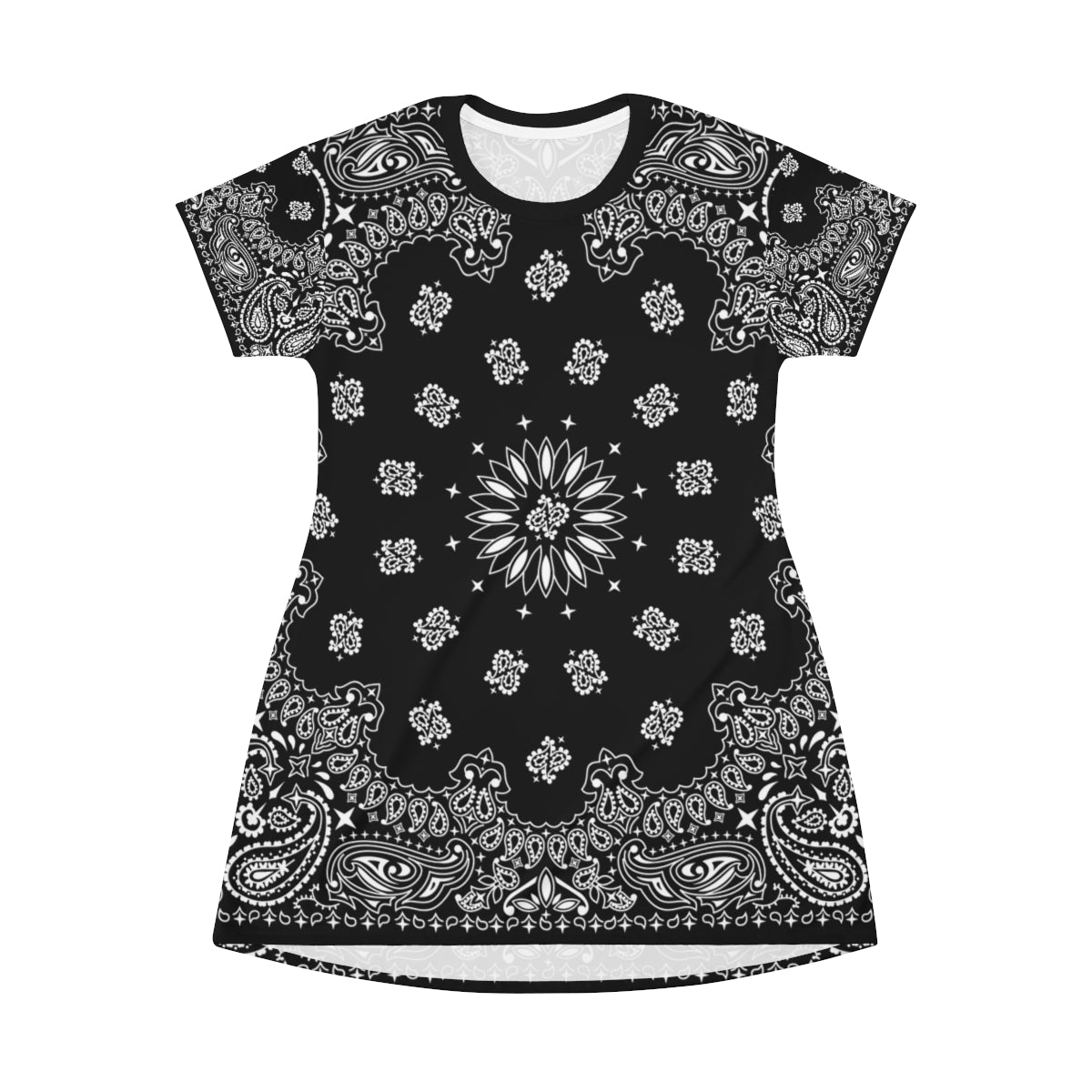 Black Bandana T-Shirt Dress-XS-Bootlg