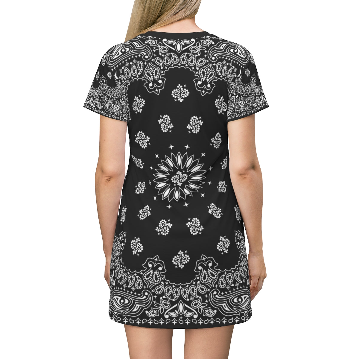 Black Bandana T-Shirt Dress-Bootlg