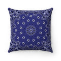 Blue Bandana Faux Suede Square Pillow-14" x 14"-Bootlg