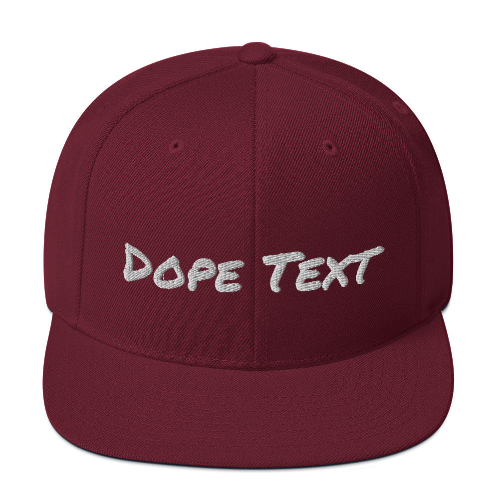 Custom embroidered text Snapback Cap - Free personalization customization Hat Cap-Maroon-Bootlg