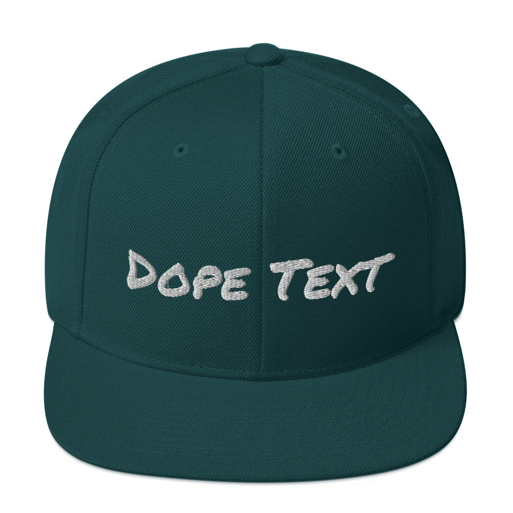 Custom embroidered text Snapback Cap - Free personalization customization Hat Cap-Spruce-Bootlg