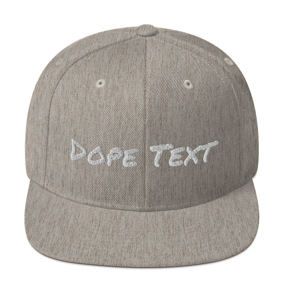 Custom embroidered text Snapback Cap - Free personalization customization Hat Cap-Heather Grey-Bootlg