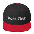 Custom embroidered text Snapback Cap - Free personalization customization Hat Cap-Black/ Red-Bootlg