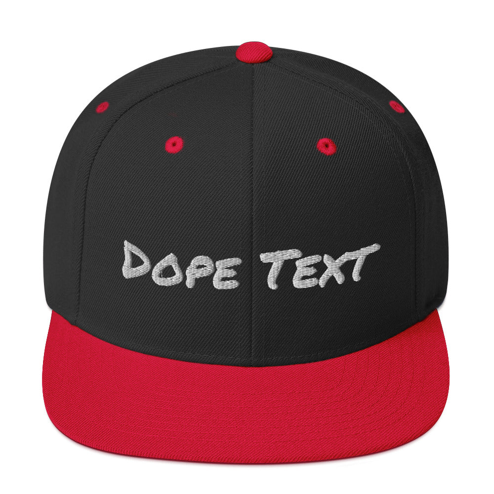 Custom embroidered text Snapback Cap - Free personalization customization Hat Cap-Black/ Red-Bootlg