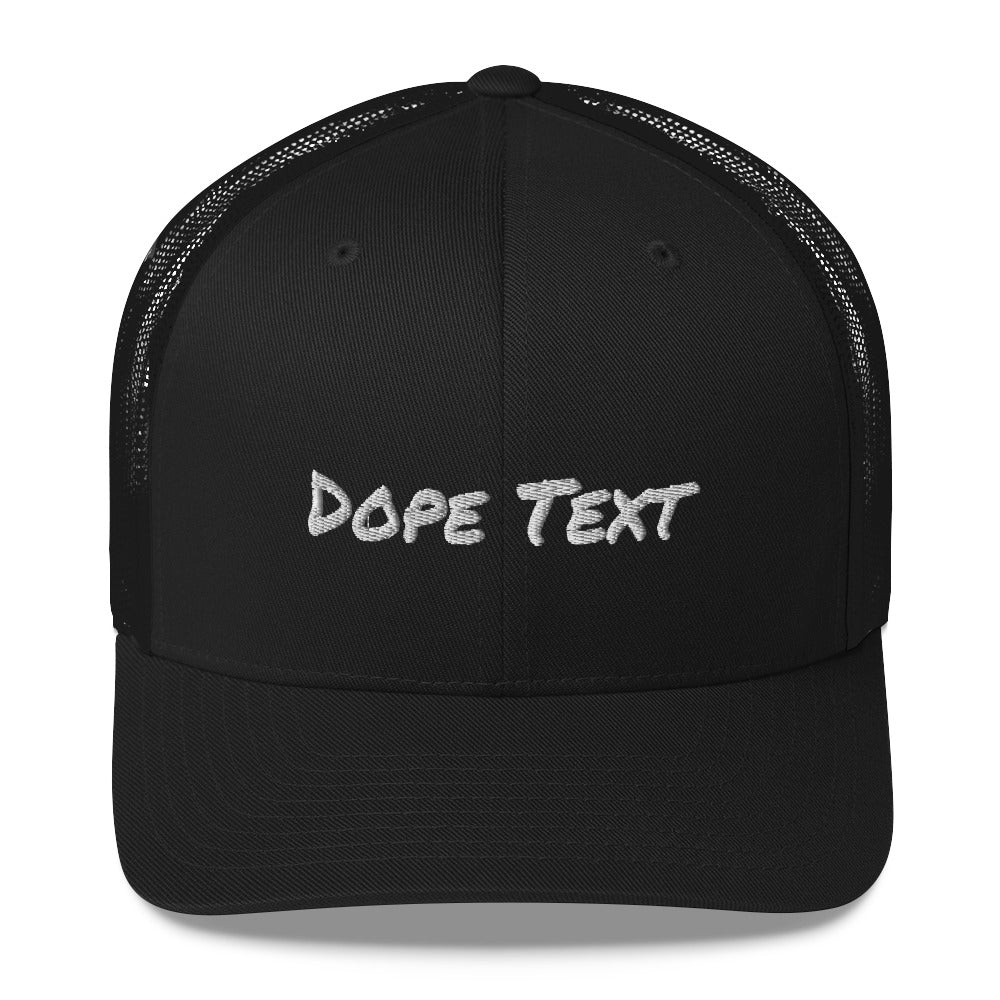 Custom embroidered text Trucker Cap - Free personalization customization Trucker Hat Cap-Black-Bootlg
